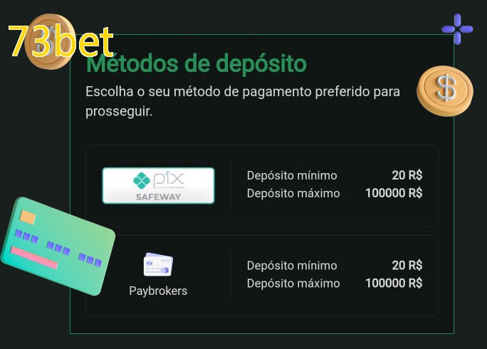 O cassino 73betbet oferece uma grande variedade de métodos de pagamento